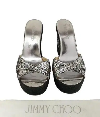 Jimmy Choo Python Print Wedge Sandals