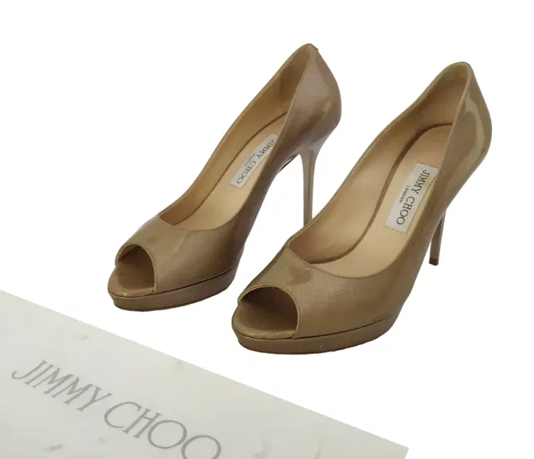 Jimmy Choo Glitter Patent Leather Peep Toe Pumps-Hover-Image