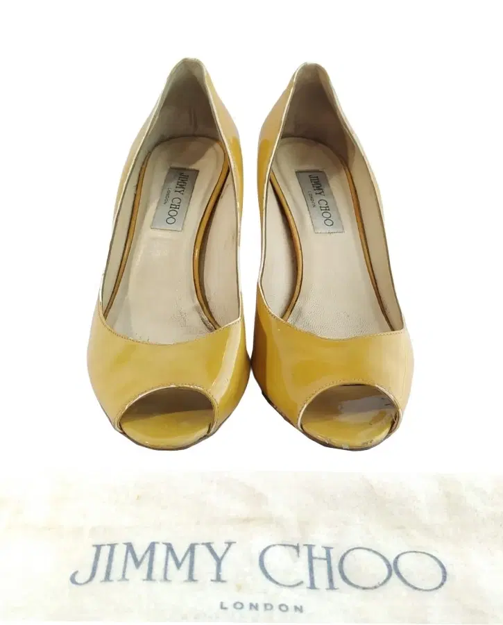 Jimmy Choo Isabel Patent Leather Peep Toe Low Heel Pump