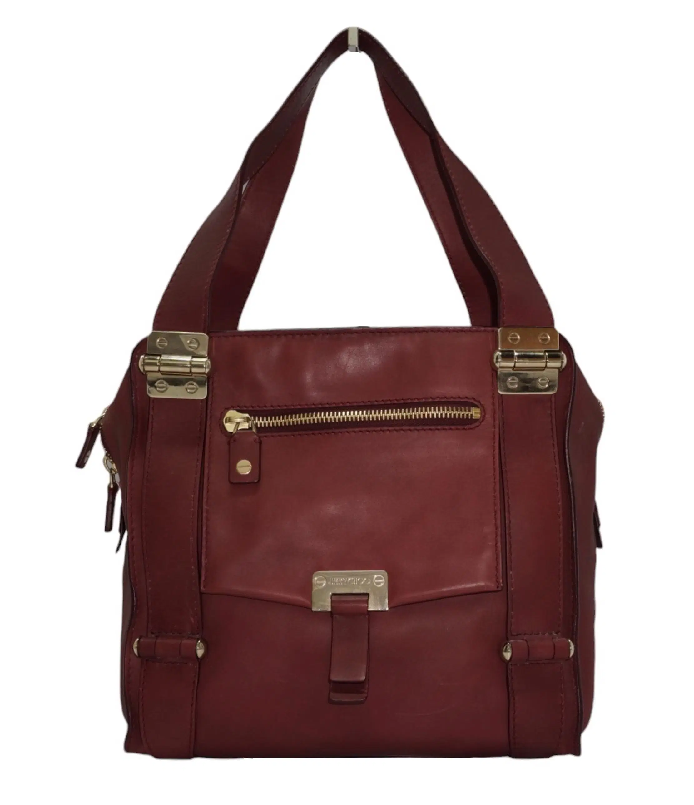 Jimmy Choo Maroon Lambskin Leather Parker Shopper Tote