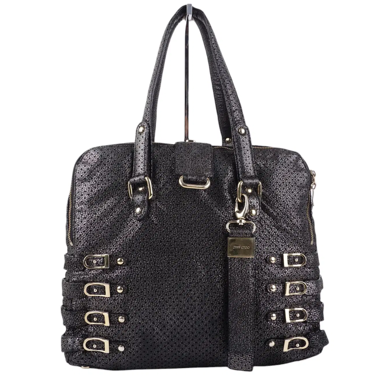 Jimmy Choo Black Shimmery Suede Blythe Bag