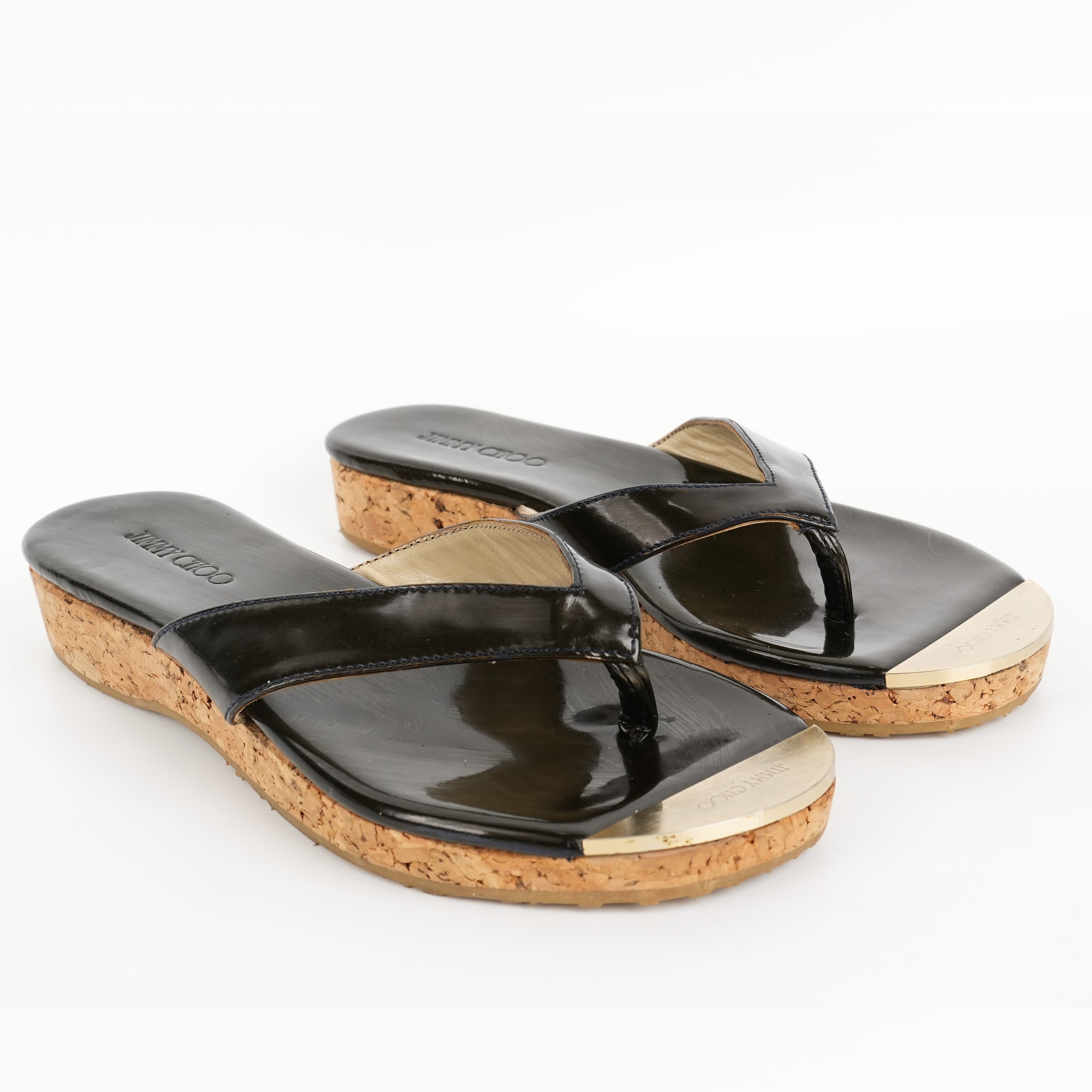 Jimmy Choo Black Pandora Cork Flats