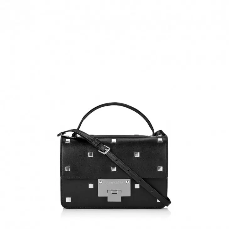 Jimmy Choo Rebel Black Smooth Leather With Square Studs Cross Body Bag-Hover-Image