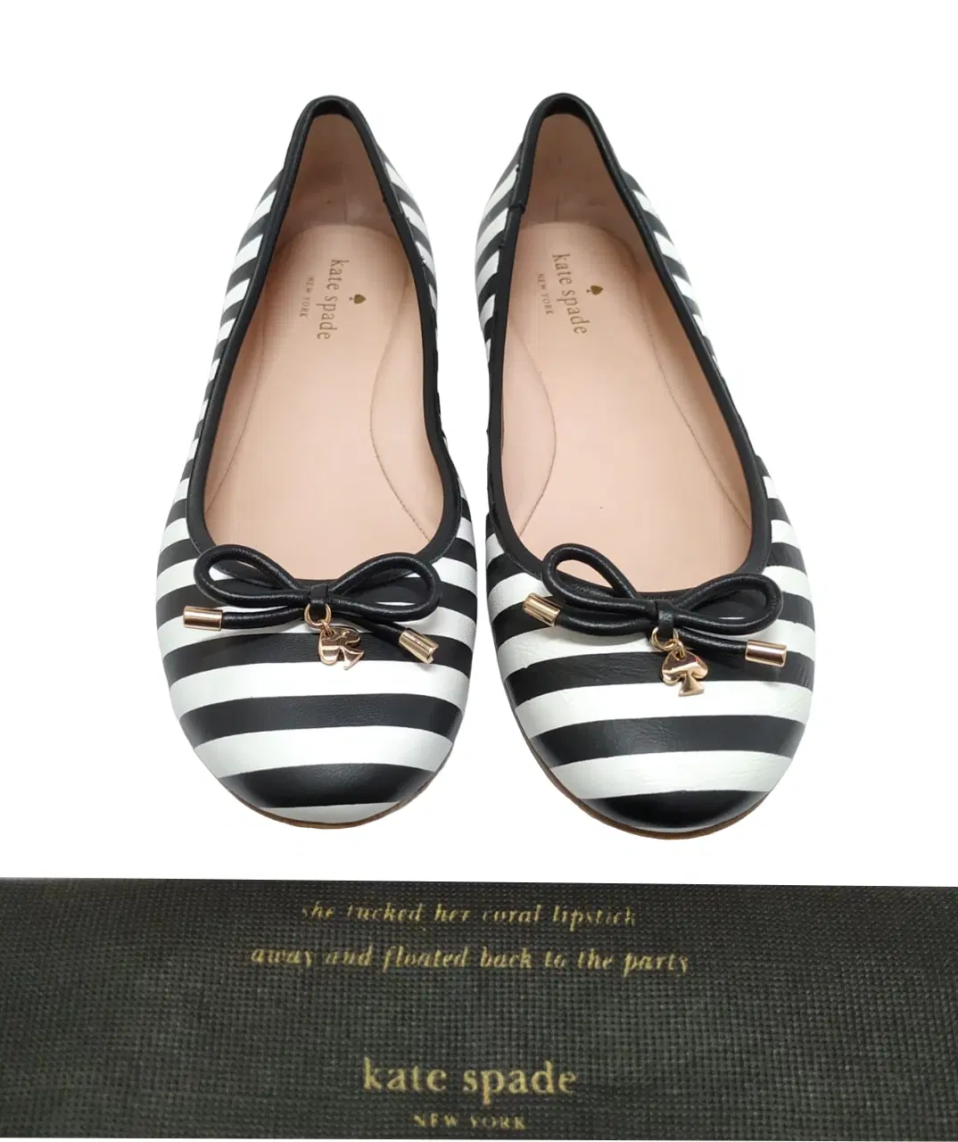 Kate Spade Black & White Striped Ballerina Flats