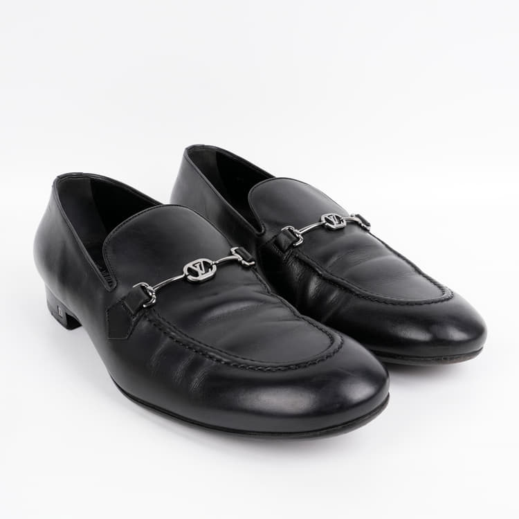 Louis Vuitton Black Leather Club Loafers-Hover-Image
