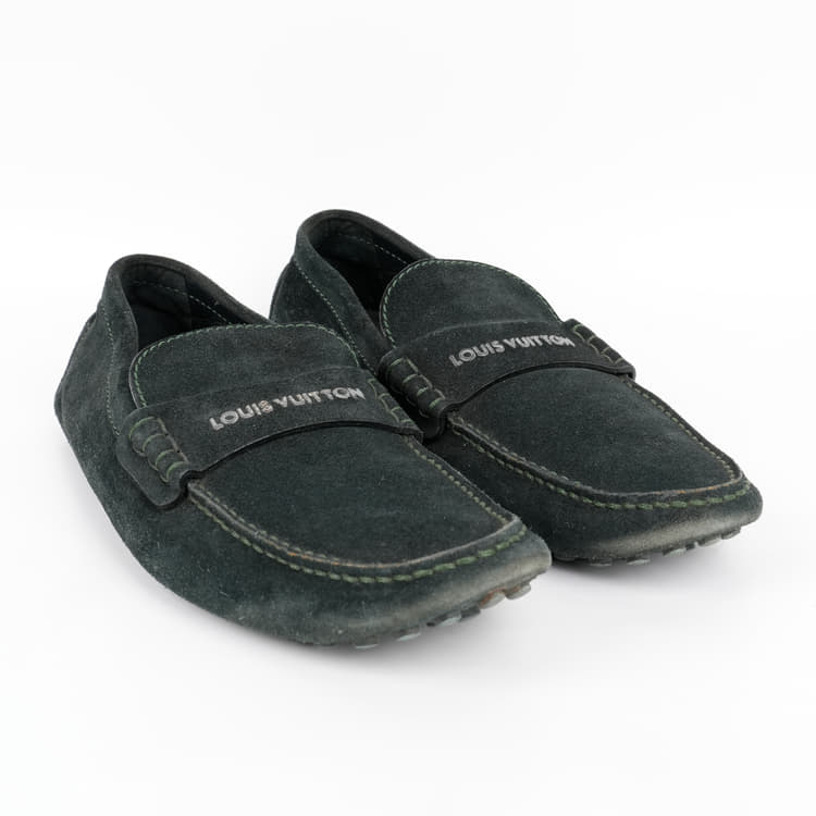 Louis Vuitton Dark Green Suede Loafers-Hover-Image