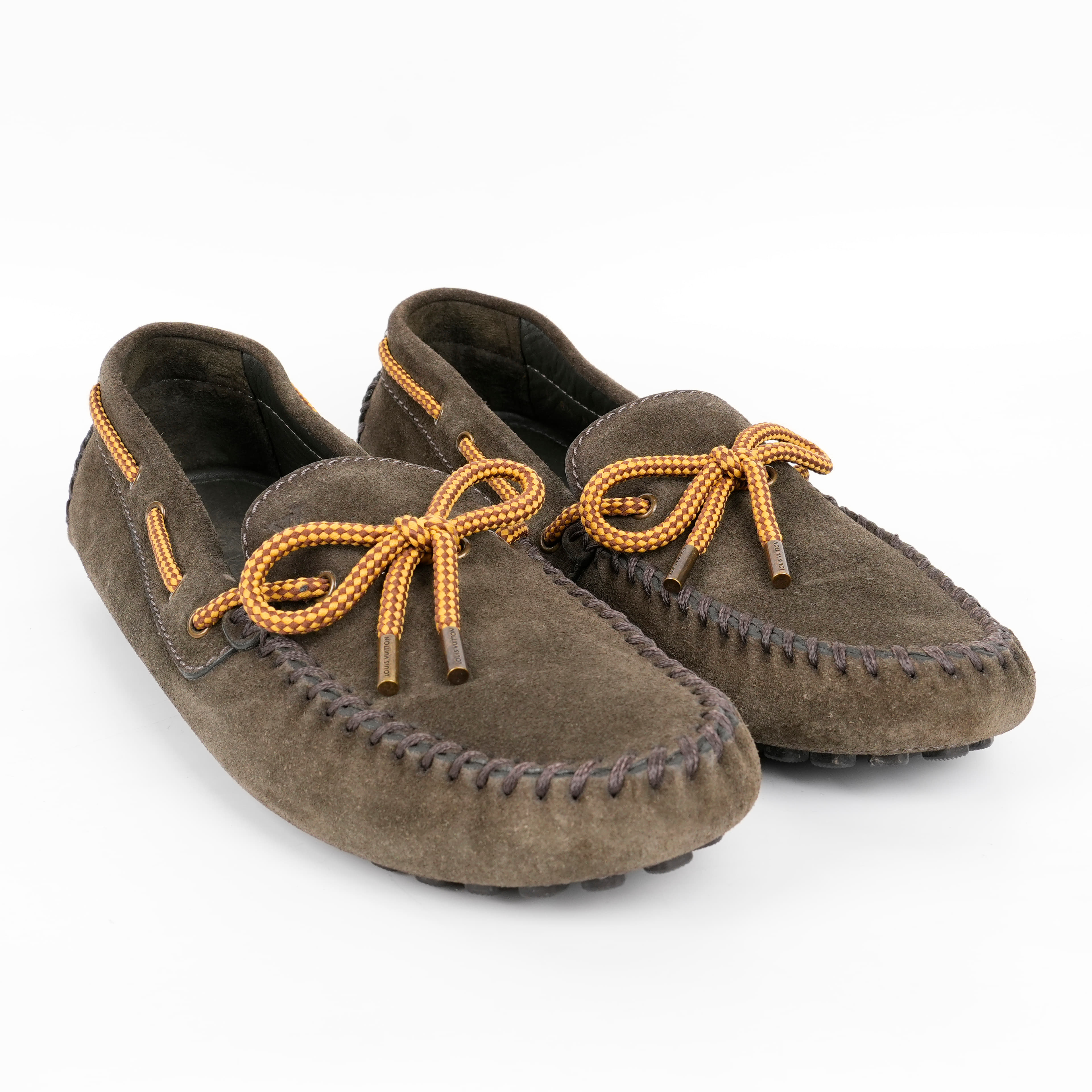 Louis Vuitton Bottle Green Suede Leather Knot Loafer