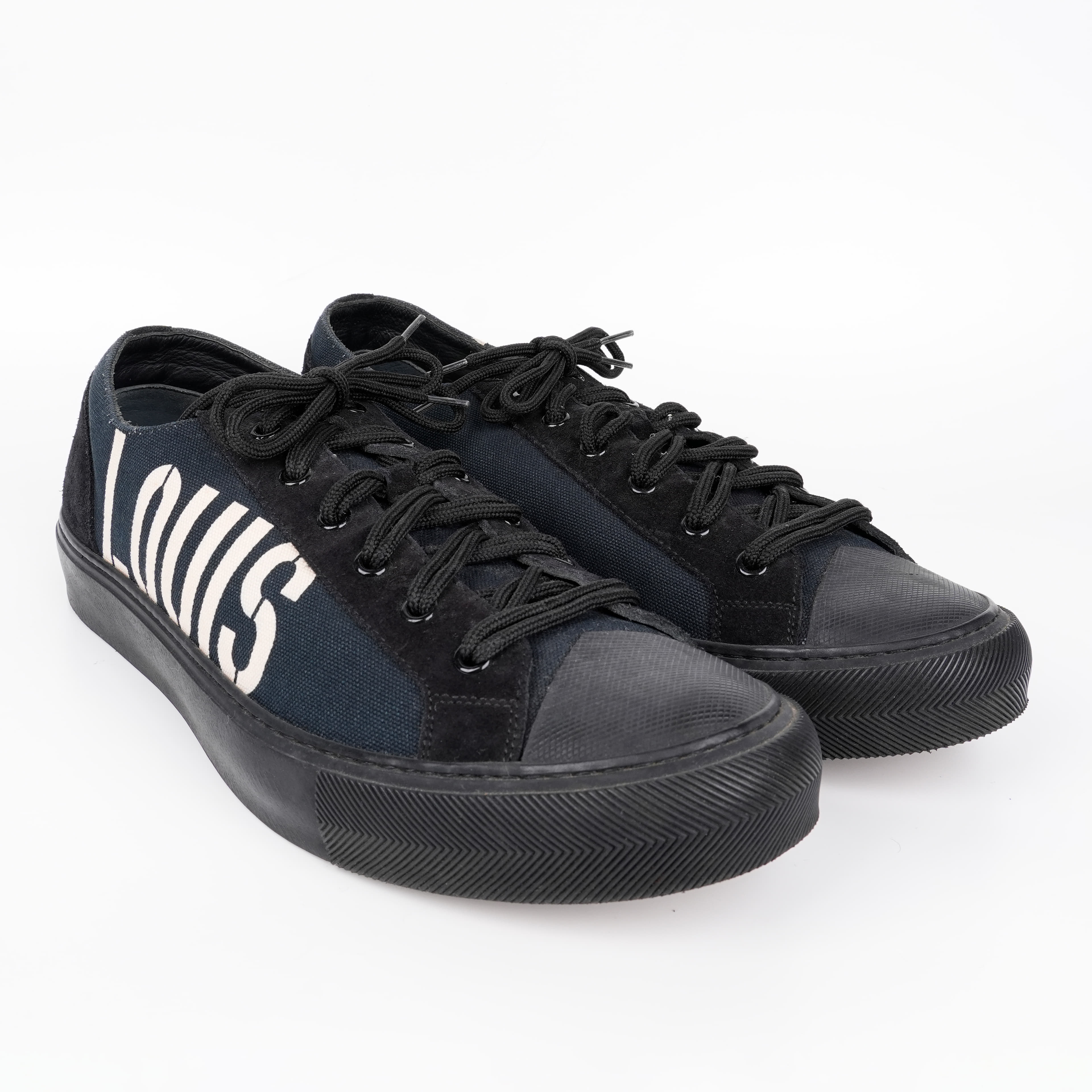 Louis Vuitton LV Tattoo Fragment Navy Suede Trim Sneaker