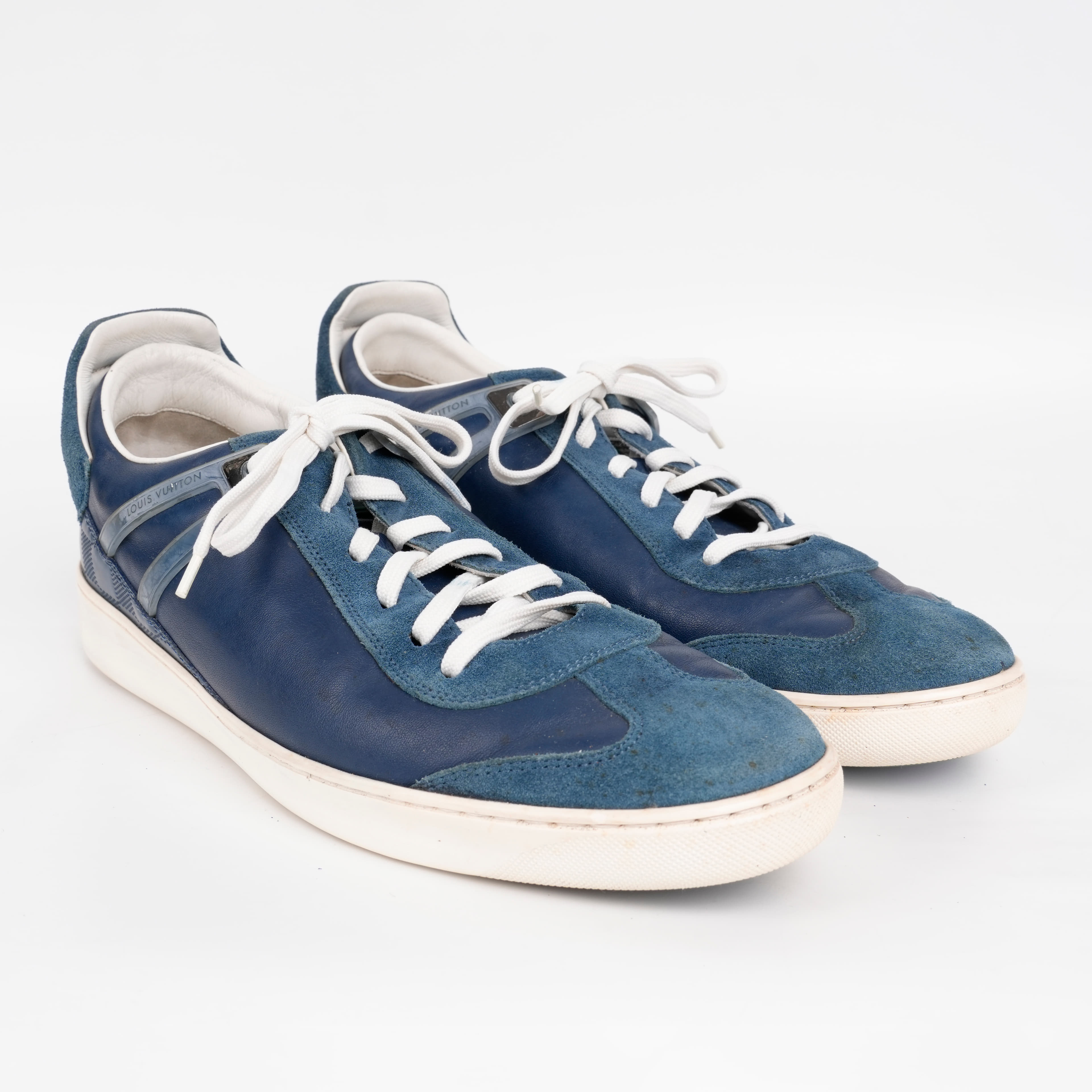 Louis Vuitton Damier Blue Suede & Leather Trim Sneakers