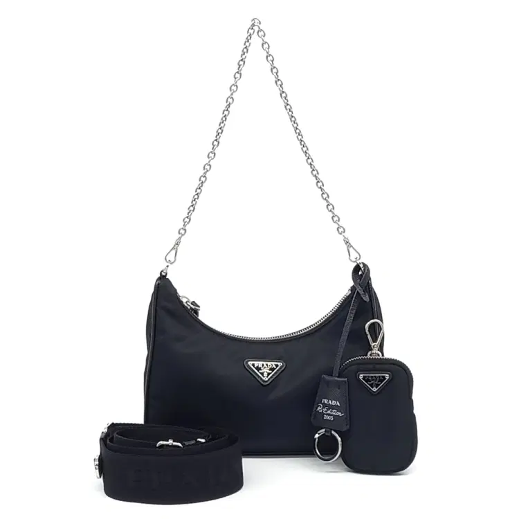 Prada Re-Nylon Tessuto Chain Strap Hobo Bag-Hover-Image