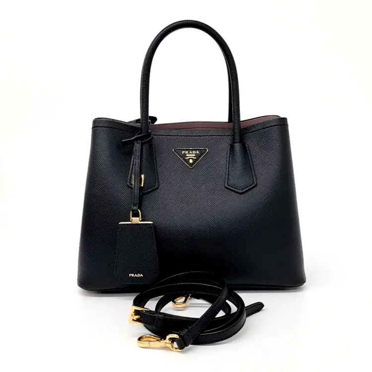 Prada Saffiano Double Tote and Shoulder Bag (1BG887)-Hover-Image