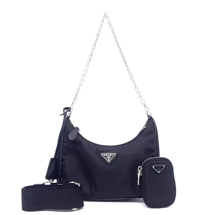 Prada Tessuto Chain Strap Hobo Bag (1BH204)-Hover-Image