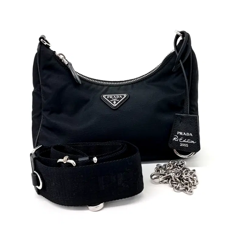Prada Tessuto Chain Strap Hobo Bag-Hover-Image