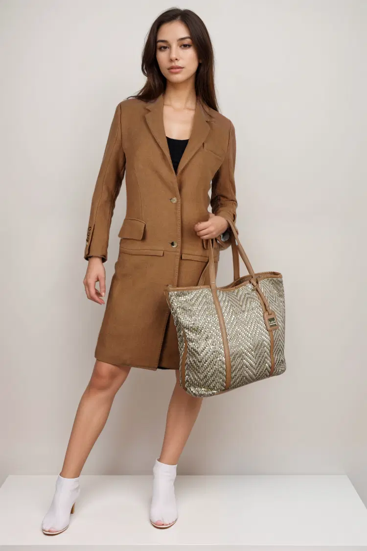 Ritu Kumar Golden Woven Shoulder Bag-Hover-Image