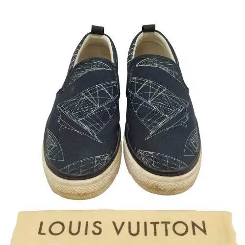 Louis Vuitton Blue Canvas Victory Boats Slip On Sneakers-Hover-Image