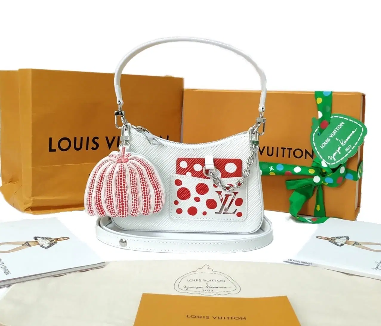 Louis Vuitton LV x YK Marellini Infinity Dots White Epi Leather Shoulder Bag