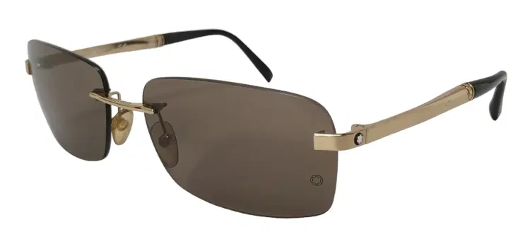 Montblanc Rectangular Sunglasses With Gold Coloured Metal Frame-Hover-Image