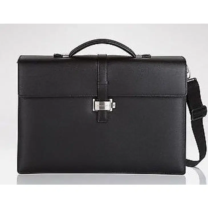 Montblanc Black Leather Men's Office Bag-Hover-Image