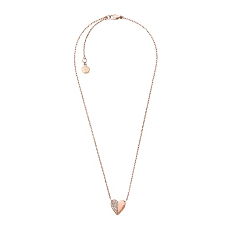 Michael Kors Golden Pave Heart Pendant Necklace-Hover-Image