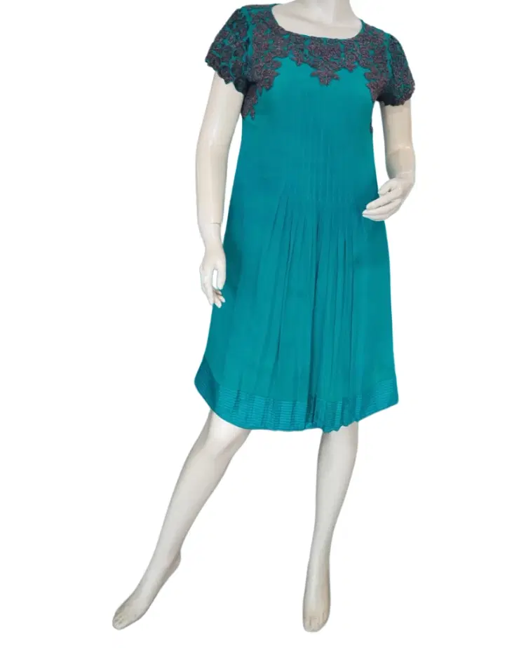 Manish Gupta Peacock Green Embroioery Dress-Hover-Image