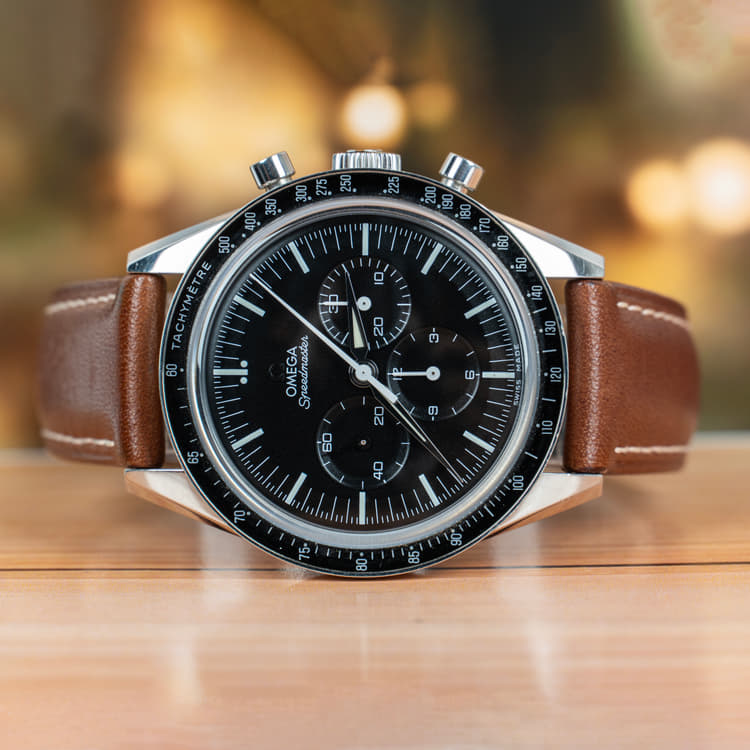 Omega Speedmaster Steel 39.7 MM Manual Winding Leather Strap-Hover-Image
