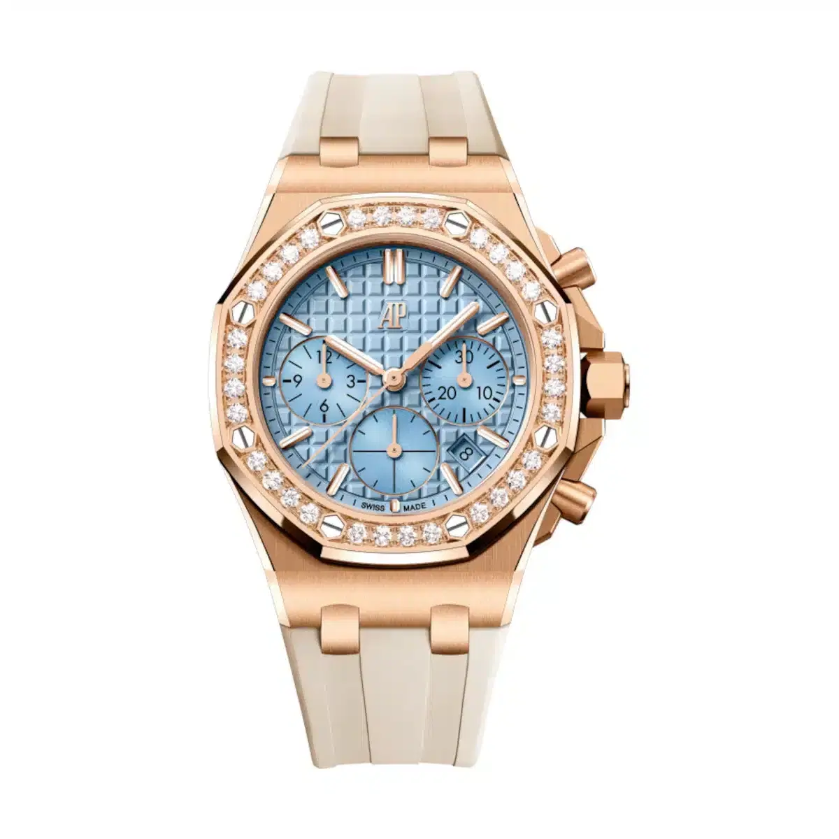 Audemars Piguet 26231OR.ZZ.A085CA.01 Royal Oak Offshore Light Blue Dial Beige Strap