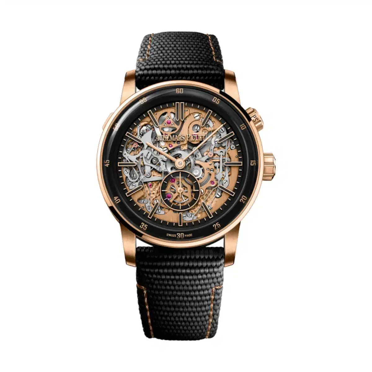 Audemars Piguet 26397NR.OO.D002KB.01 Code 11.59 Pink Gold Sapphire Dial Black Rubber Watch