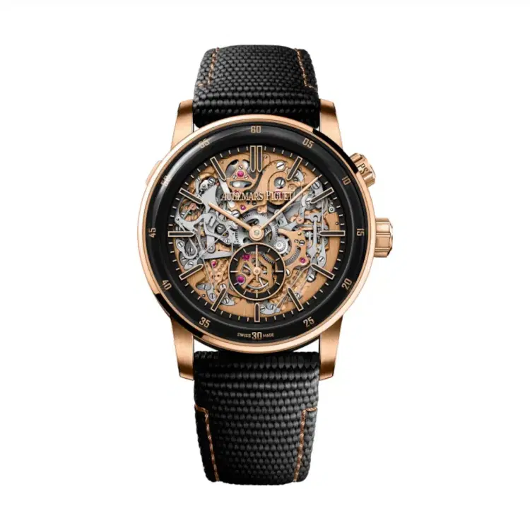 Audemars Piguet 26397NR.OO.D002KB.01 Code 11.59 Pink Gold Sapphire Dial Black Rubber Watch-Hover-Image