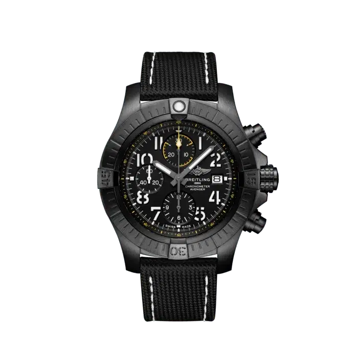 Breitling V13317101B1X1 Avenger Chronograph 45 Night Mission Black DLC coated titanium 45mm Black-Hover-Image