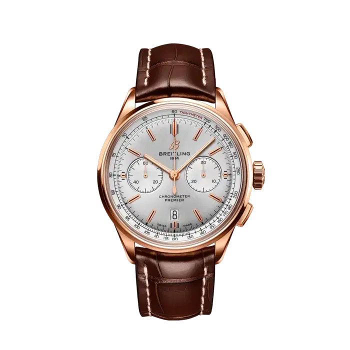 Breitling RB0118371G1P2 Premier B01 Chronograph 42 18k Red Gold Silver Dial-Hover-Image