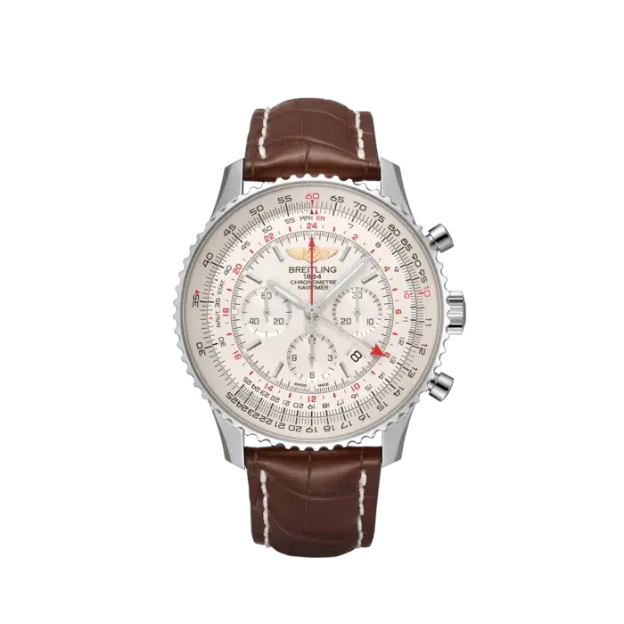 Breitling AB0441211G1P1 Navitimer B04 Chronograph GMT 48 Stainless Steel Mercury Silver Dial-Hover-Image