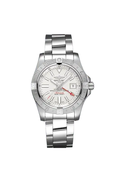 Breitling A32390111G1A1 Avenger II GMT Stainless Steel 43mm "Stratus Silver" Dial-Hover-Image