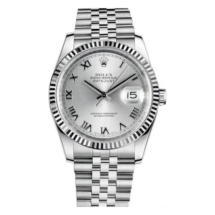 Rolex Datejust 116234 Steel & White Gold Jubilee 36mm Silver Roman Dial Watch-Hover-Image