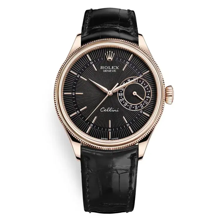Rolex Cellini Date 50515 Black Dial Leather Strap 39mm Men's Watch-Hover-Image
