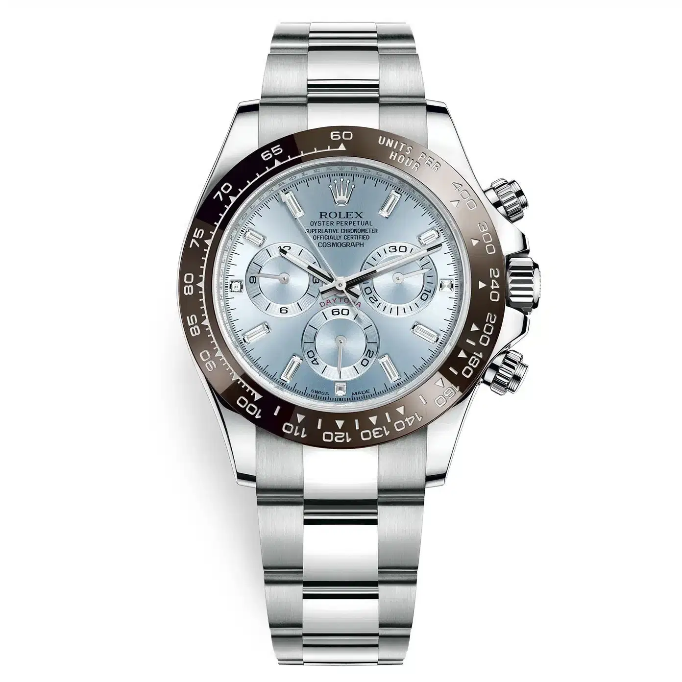 Rolex Cosmograph Daytona 116506 Ice Blue Baguette Diamond Platinum Watch