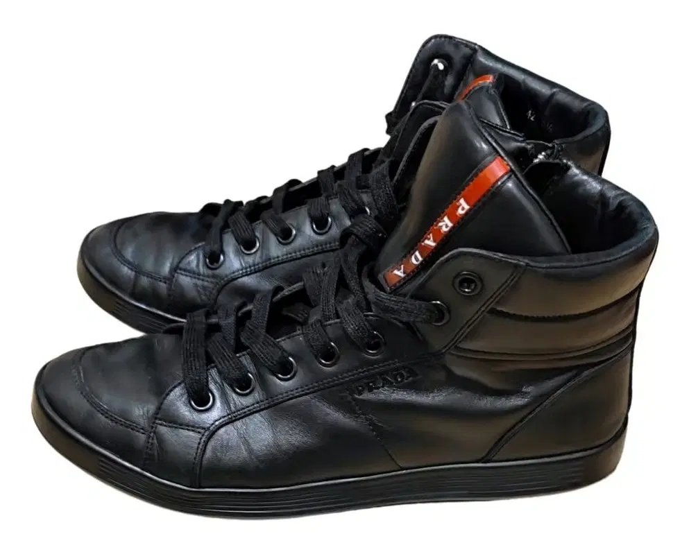 Prada Black Napa Leather High-Top Sneaker
