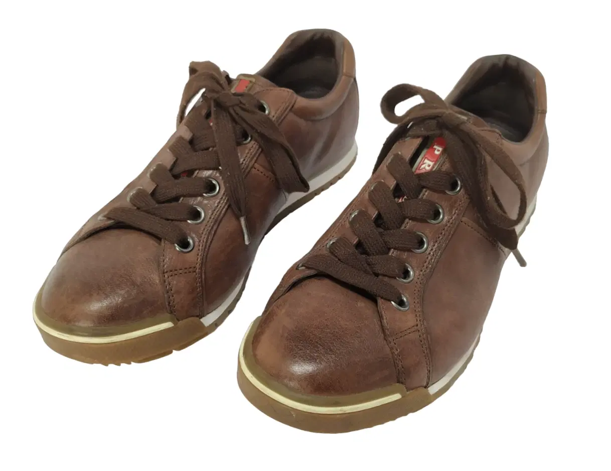 Prada Brown Leather Lace Sneakers