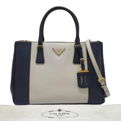 Prada Galleria Saffiano Bi-Color Double Zip Tote