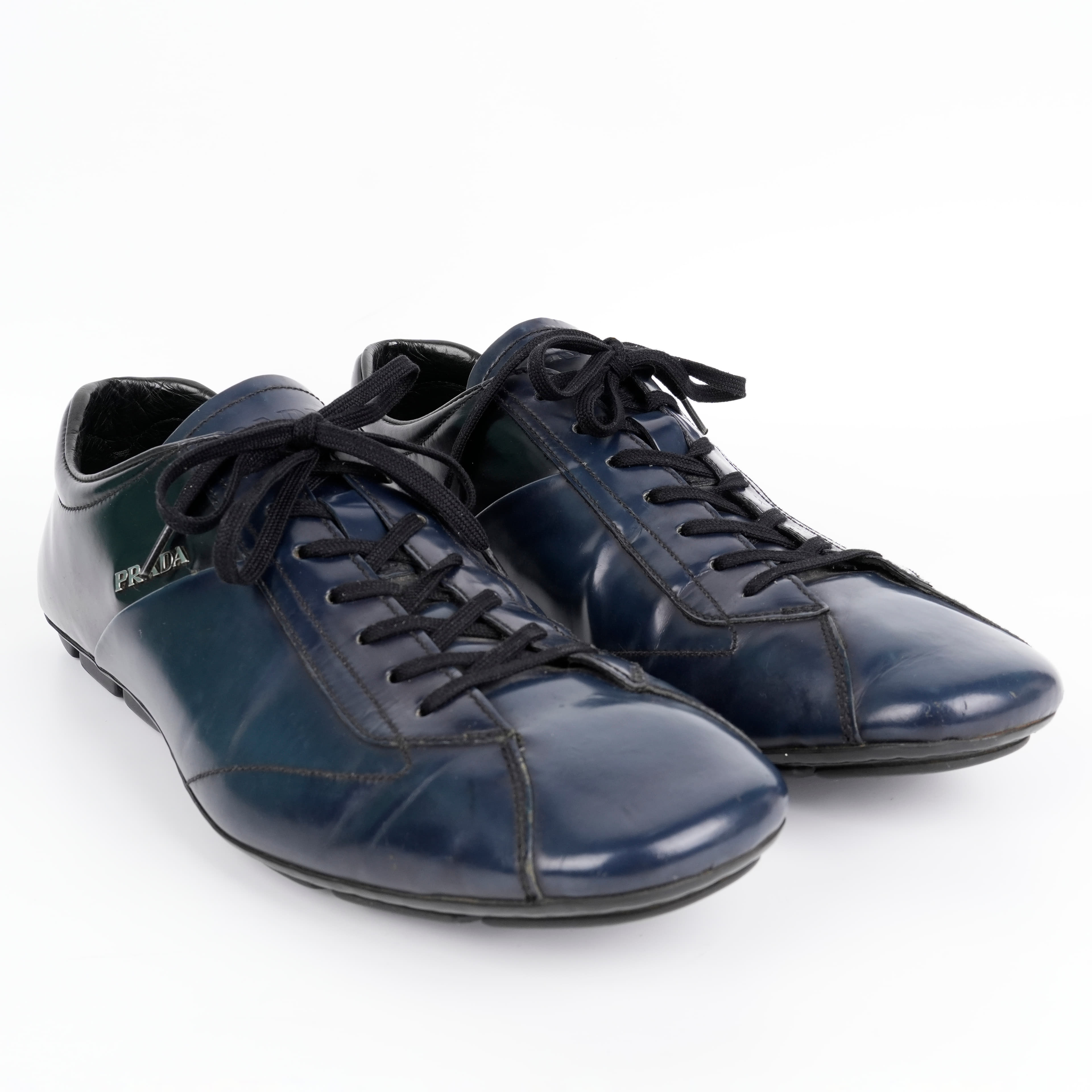 Prada Leather Shoes Low Cut Lace Up Sneakers, Size 6