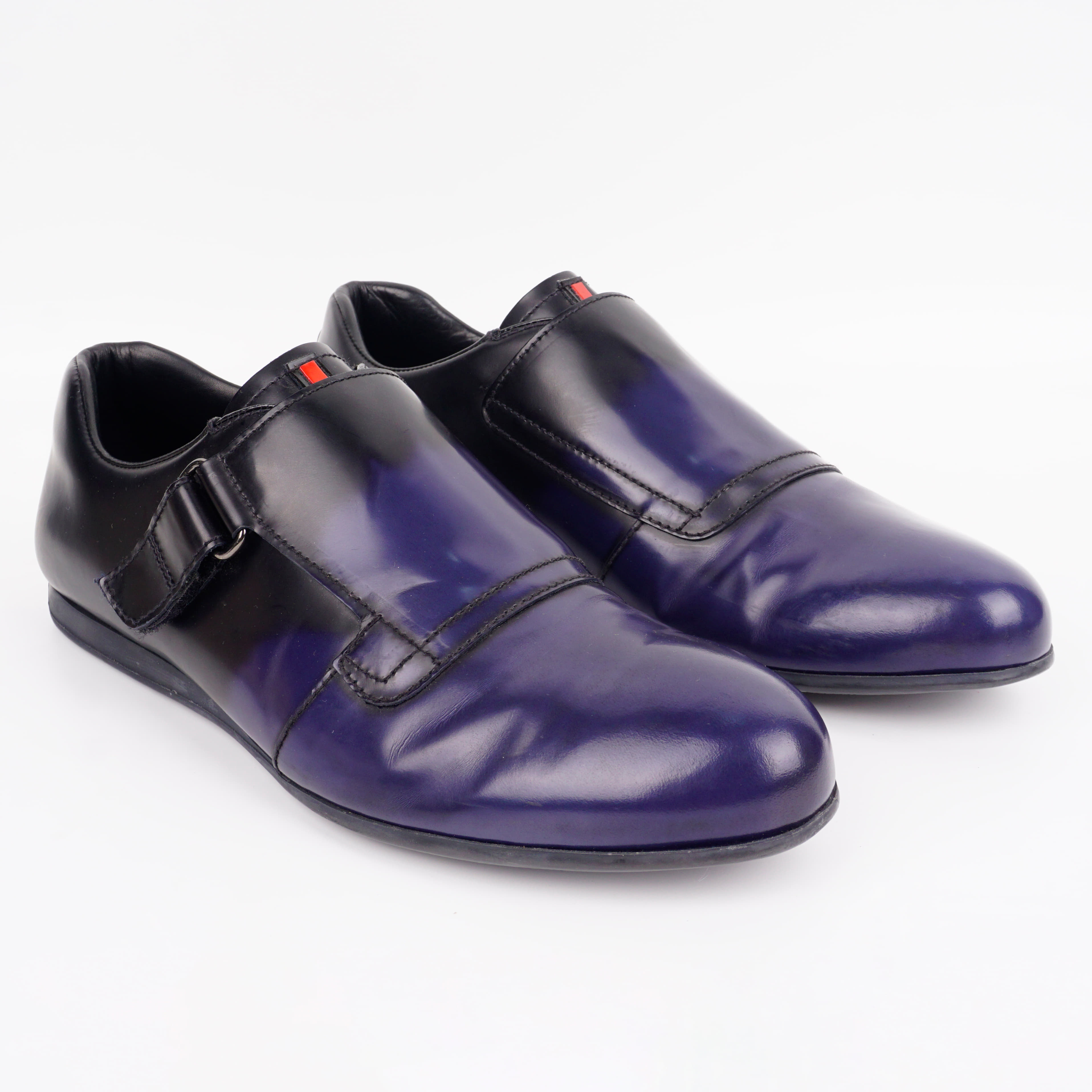 Prada Sport Shoes Blue Black Ombre Leather Trainers, Size UK 6