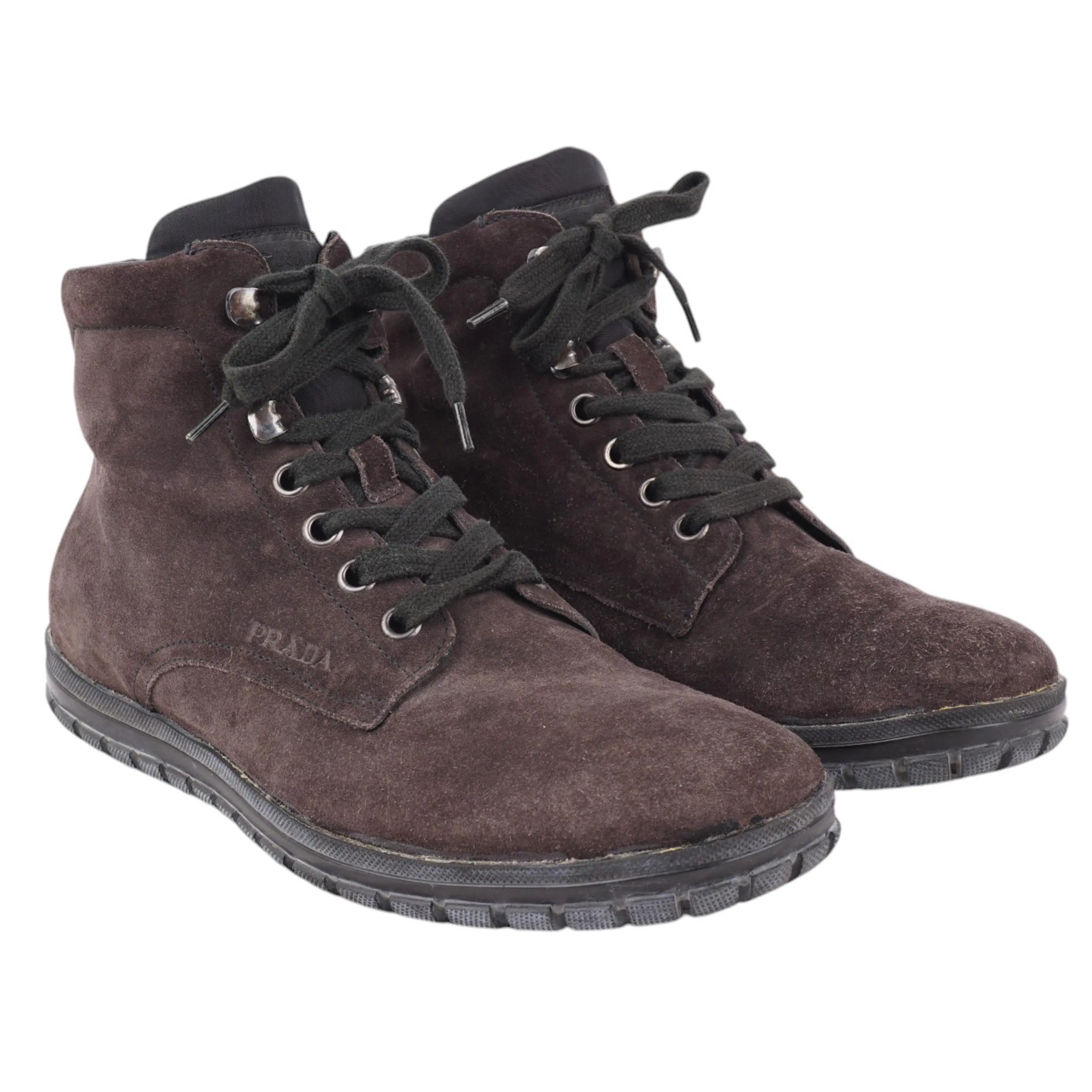 Prada High Top Suede Sneakers