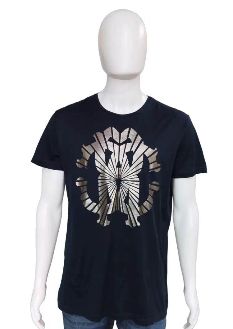 Roberto Cavalli Gold Logo Black Tshirt-Hover-Image
