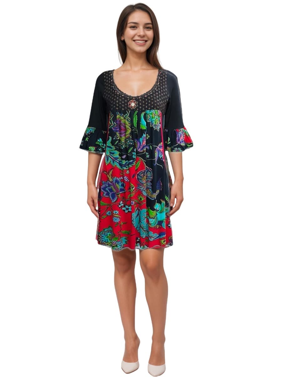 Ritu Kumar Printed Black And Red Kurta