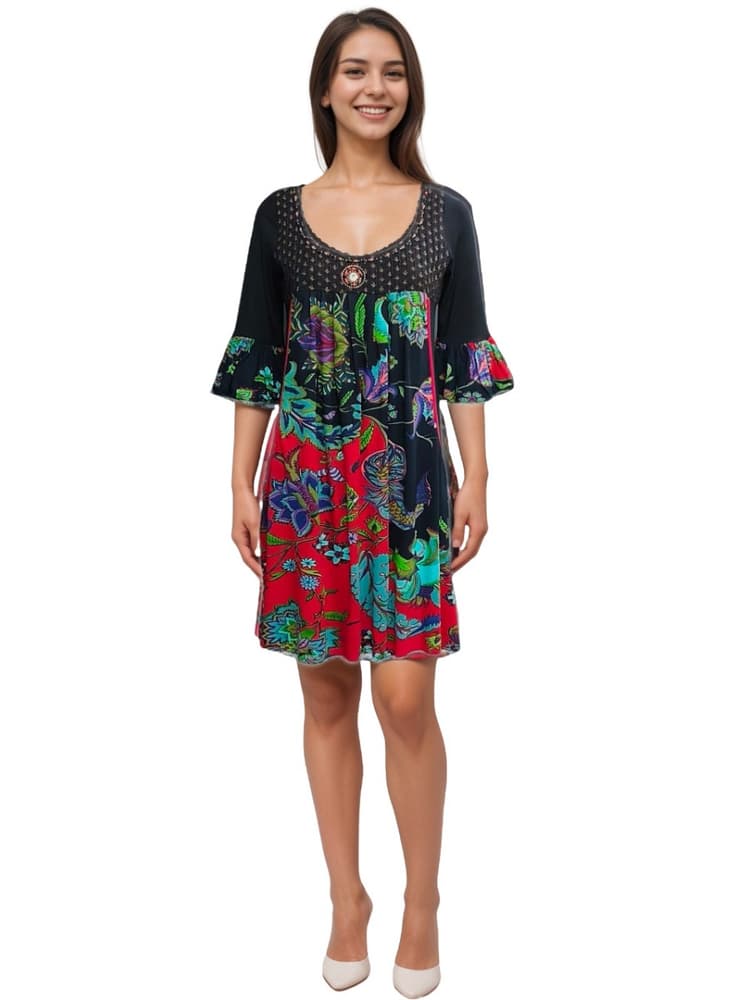 Ritu Kumar Printed Black And Red Kurta-Hover-Image