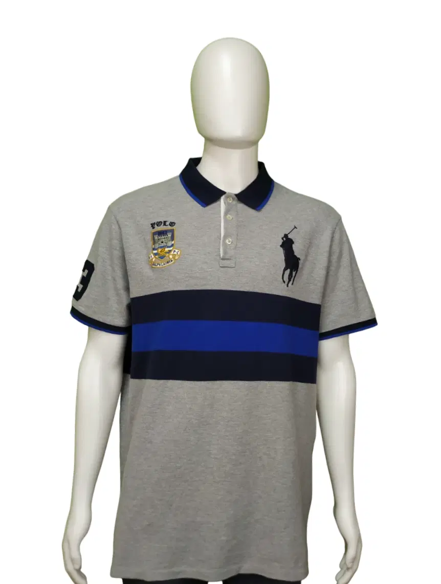 Polo Ralph Lauren Grey and Blue Polo Shirt