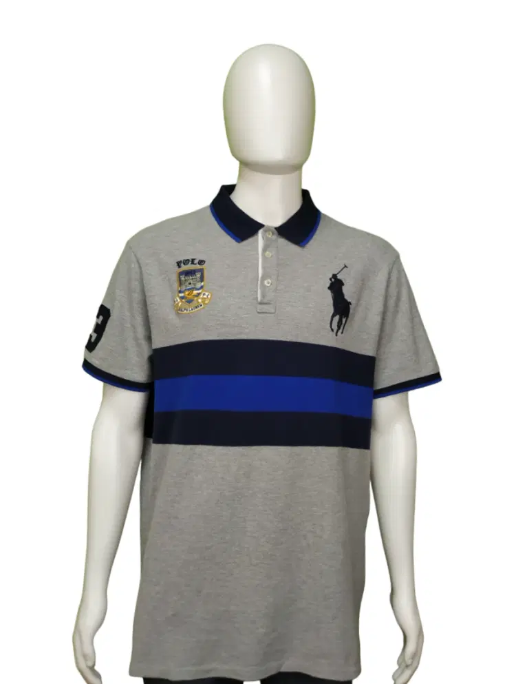 Polo Ralph Lauren Grey and Blue Polo Shirt-Hover-Image