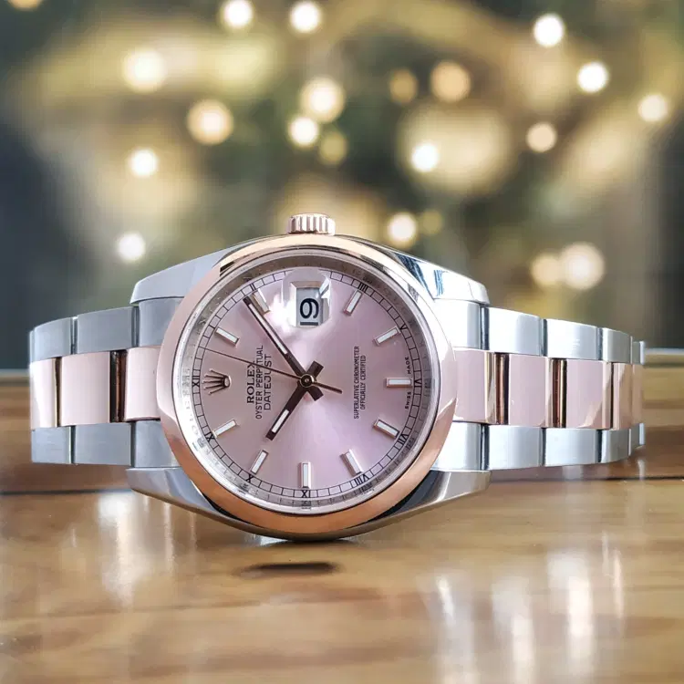 Rolex Datejust 36MM 18K Rose Gold & Steel Pink Dial Complete Set-Hover-Image