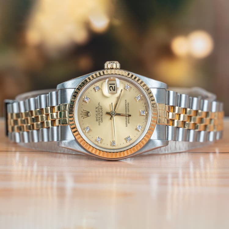 Rolex Datejust 31MM Steel & Yellow Gold Champagne Diamond Dial Watch-Hover-Image