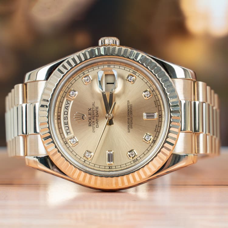 Rolex Day-Date II President Champagne Dial Mens Watch with Box-Hover-Image