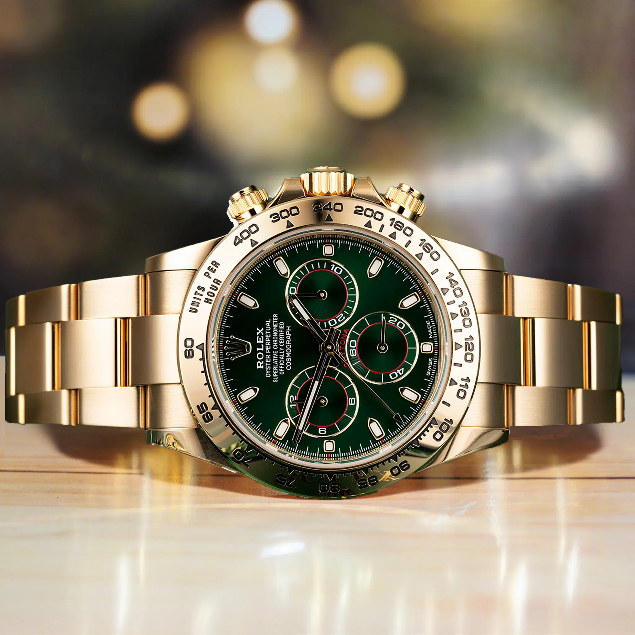 Rolex John Mayer Daytona Green Dial Full Gold 18K Full Set